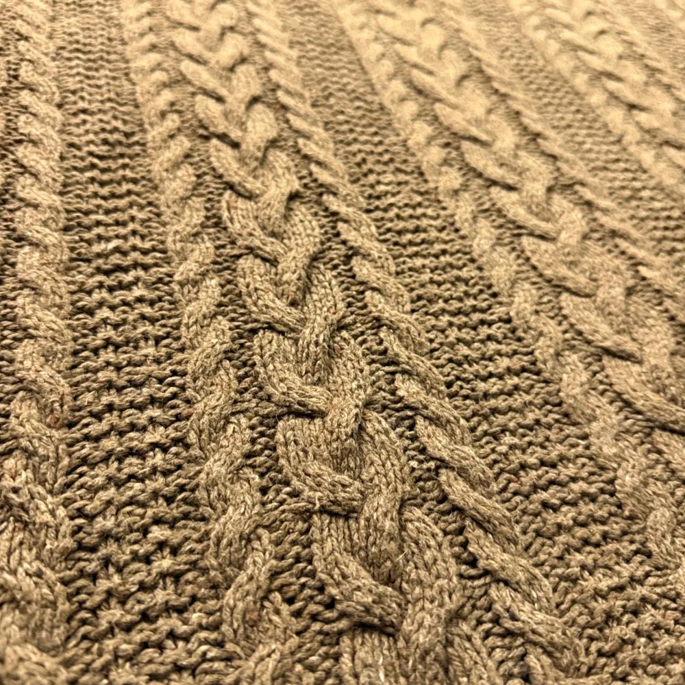 Polo Ralph Lauren Cable Knit Sweater Mens XXL Brown Cotton Hemp Roll Coller